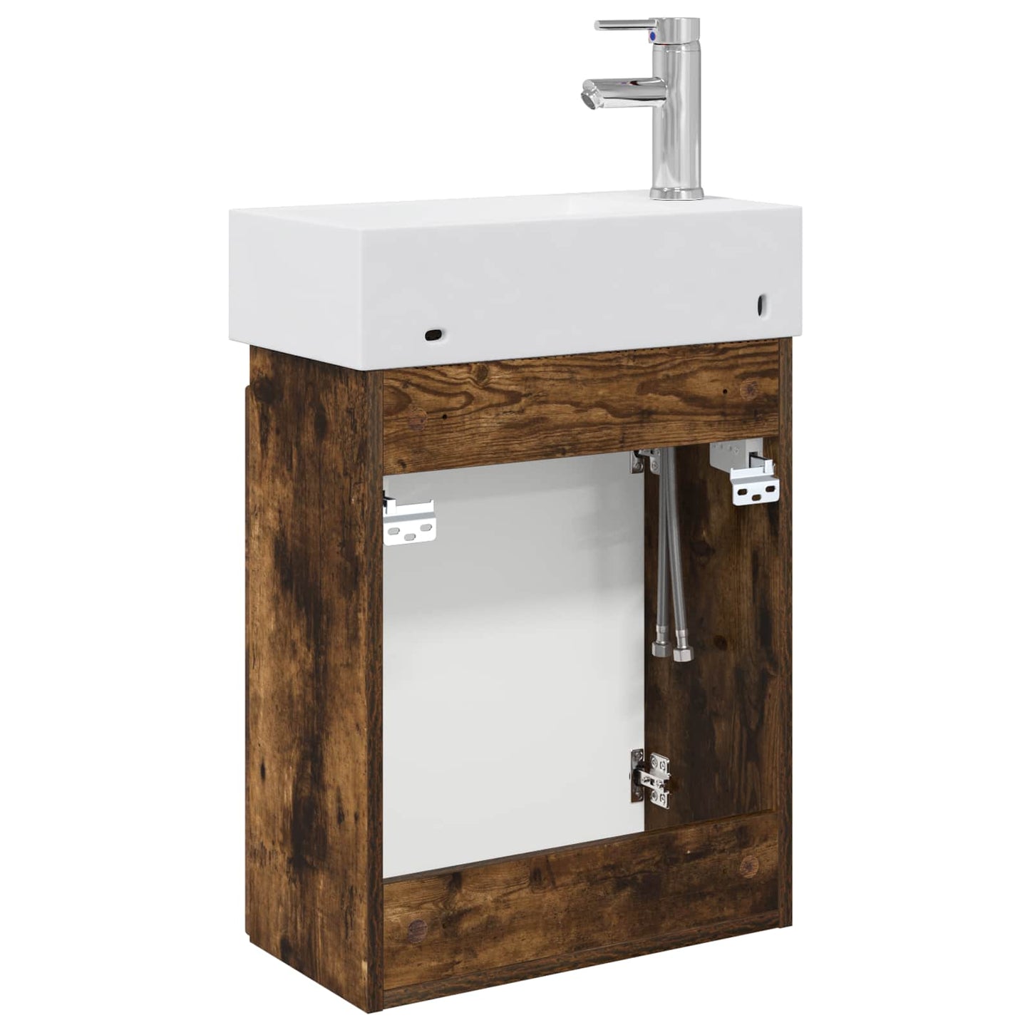 vidaXL Bathroom Vanity Unit with Tap Smoked Oak 45.5 x 22.5 x 84 cm