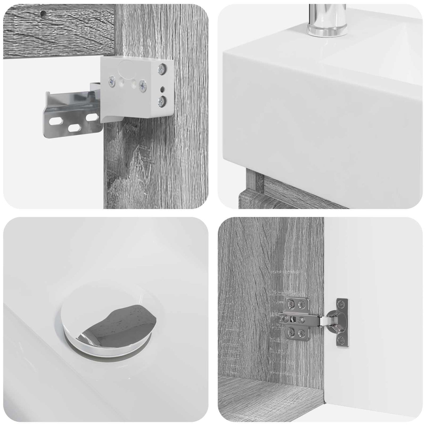 vidaXL Bathroom Vanity Unit with Tap Grey Sonoma 45.5 x 22.5 x 84 cm