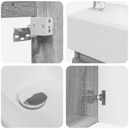 vidaXL Bathroom Vanity Unit with Tap Grey Sonoma 45.5 x 22.5 x 84 cm