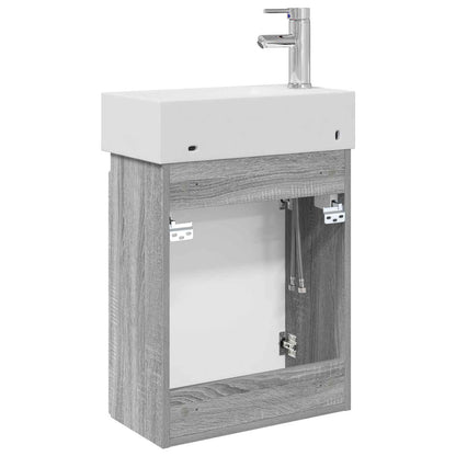 vidaXL Bathroom Vanity Unit with Tap Grey Sonoma 45.5 x 22.5 x 84 cm