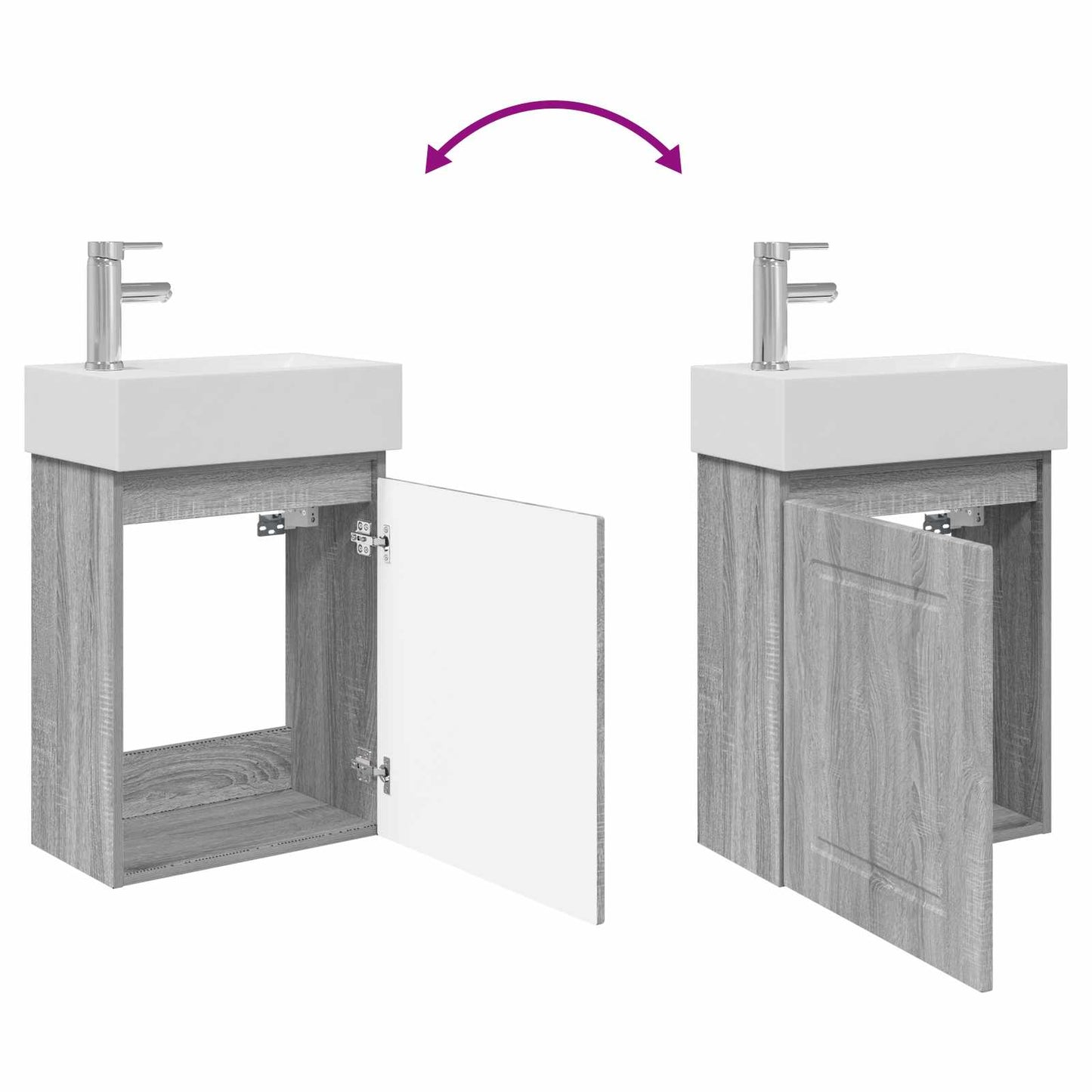 vidaXL Bathroom Vanity Unit with Tap Grey Sonoma 45.5 x 22.5 x 84 cm