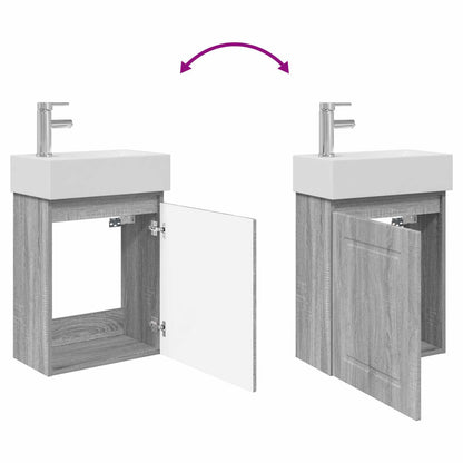 vidaXL Bathroom Vanity Unit with Tap Grey Sonoma 45.5 x 22.5 x 84 cm