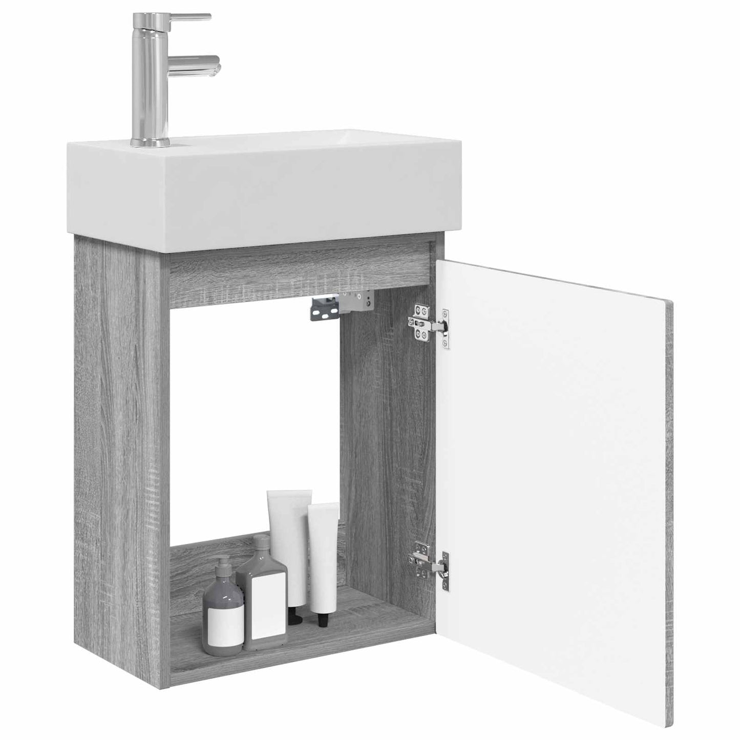 vidaXL Bathroom Vanity Unit with Tap Grey Sonoma 45.5 x 22.5 x 84 cm