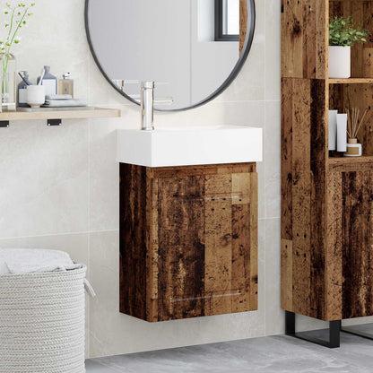 vidaXL Bathroom Vanity Unit with Tap Old Wood 45.5 x 22.5 x 84 cm