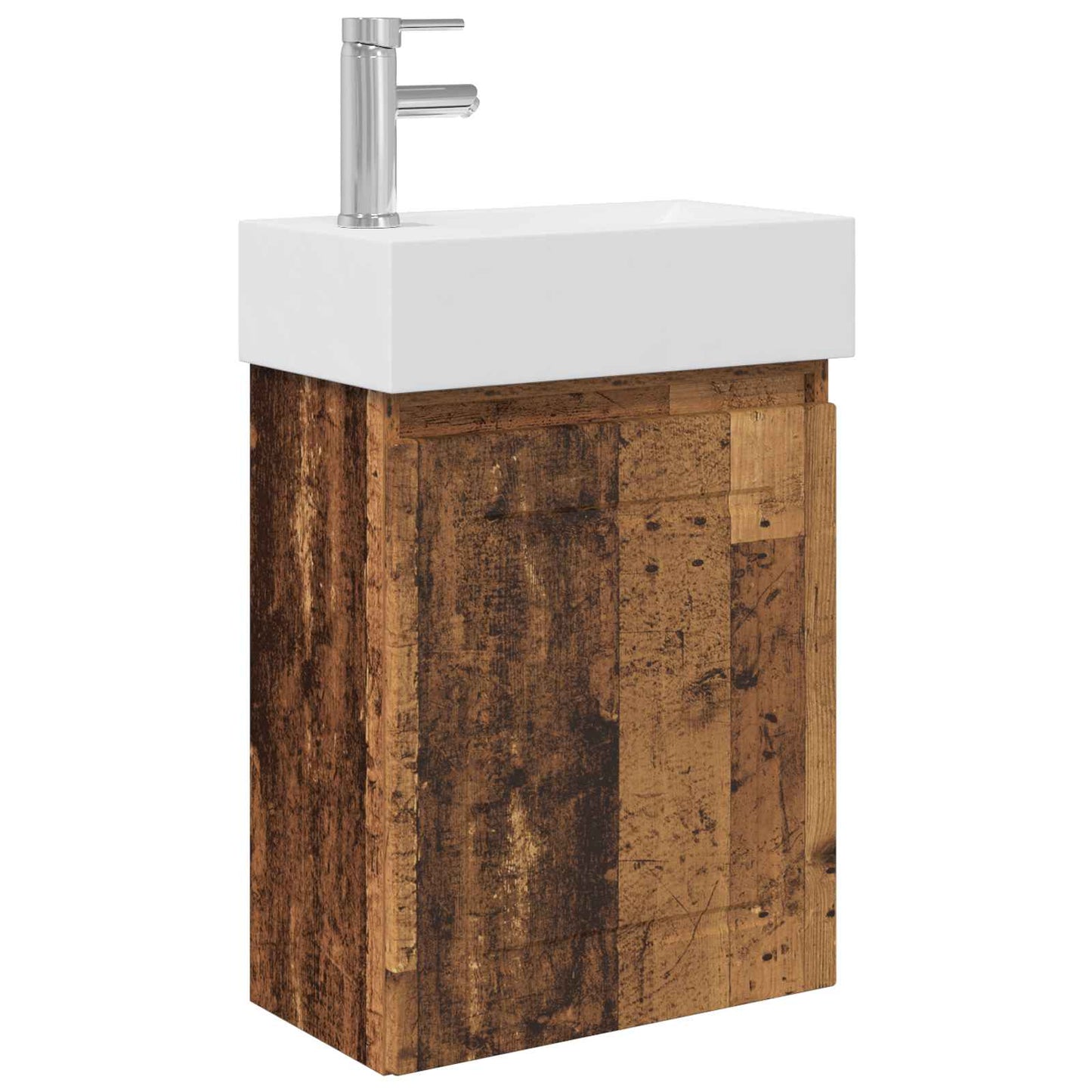 vidaXL Bathroom Vanity Unit with Tap Old Wood 45.5 x 22.5 x 84 cm