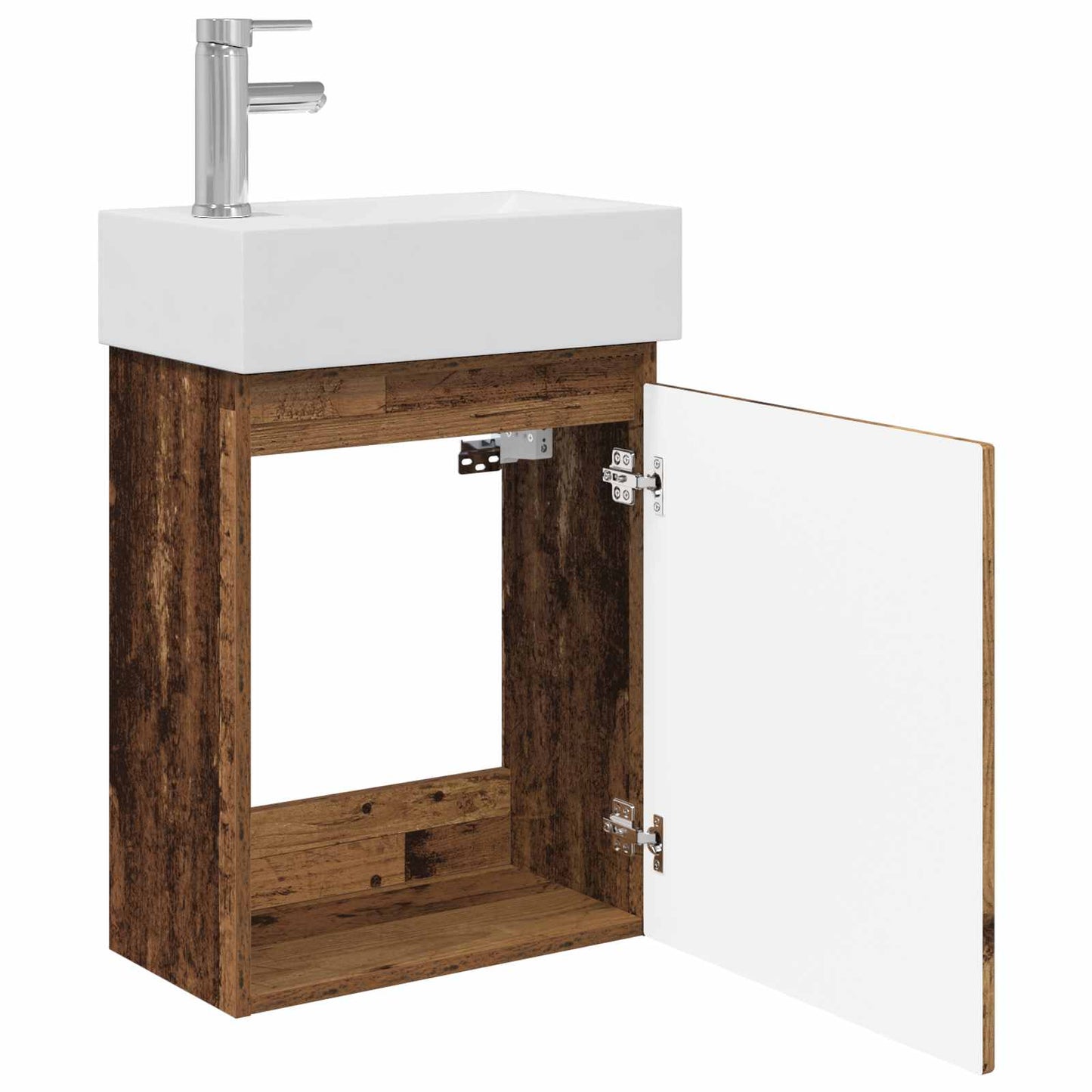 vidaXL Bathroom Vanity Unit with Tap Old Wood 45.5 x 22.5 x 84 cm