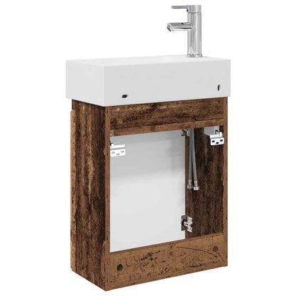 vidaXL Bathroom Vanity Unit with Tap Old Wood 45.5 x 22.5 x 84 cm