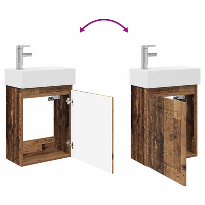 vidaXL Bathroom Vanity Unit with Tap Old Wood 45.5 x 22.5 x 84 cm
