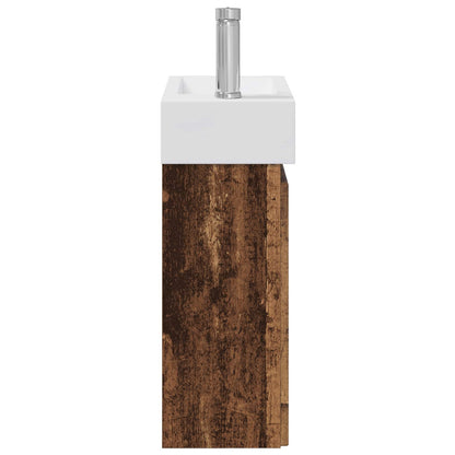 vidaXL Bathroom Vanity Unit with Tap Old Wood 45.5 x 22.5 x 84 cm