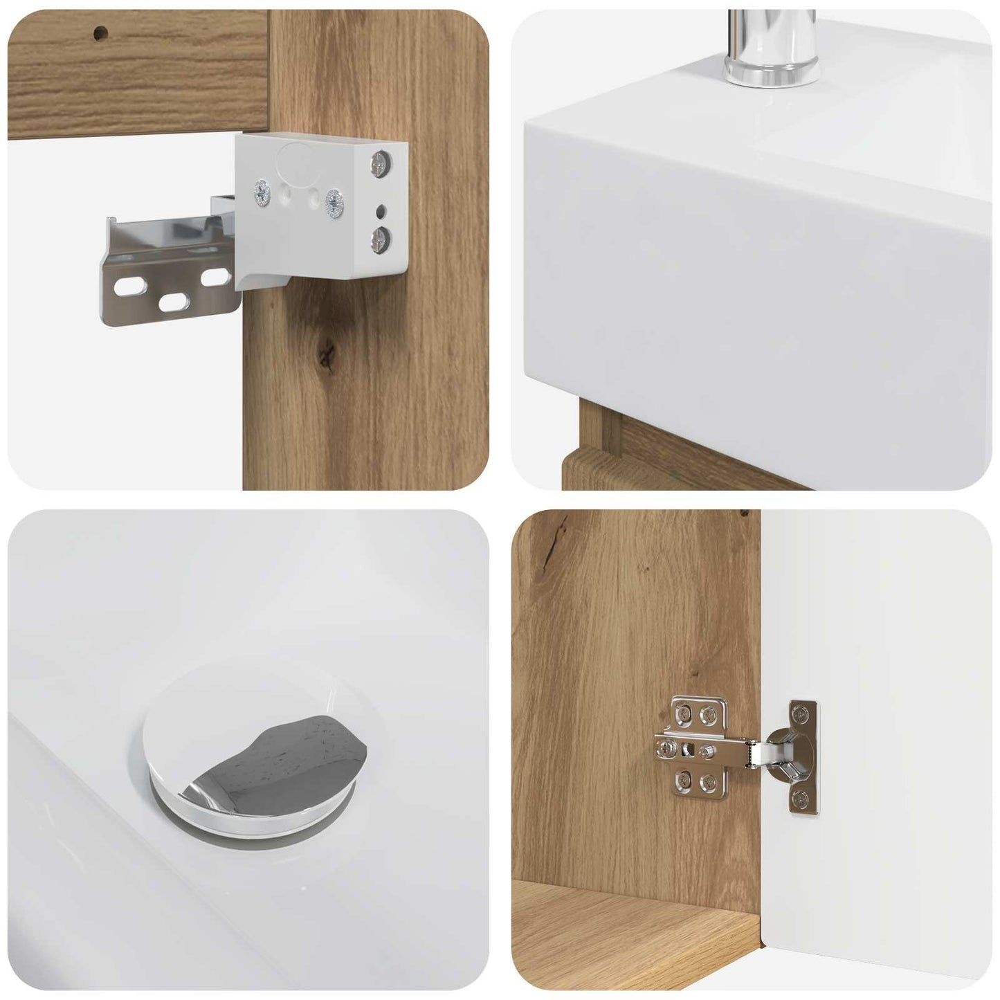 vidaXL Bathroom Vanity Unit with Tap Artisan Oak 45.5 x 22.5 x 84 cm