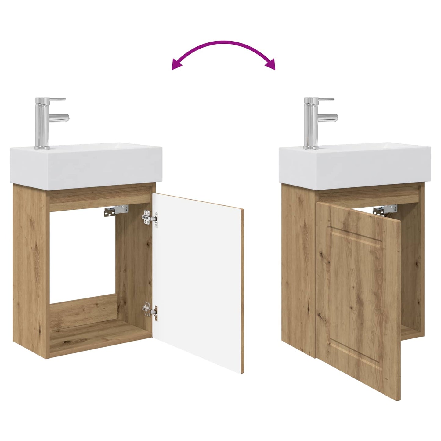 vidaXL Bathroom Vanity Unit with Tap Artisan Oak 45.5 x 22.5 x 84 cm