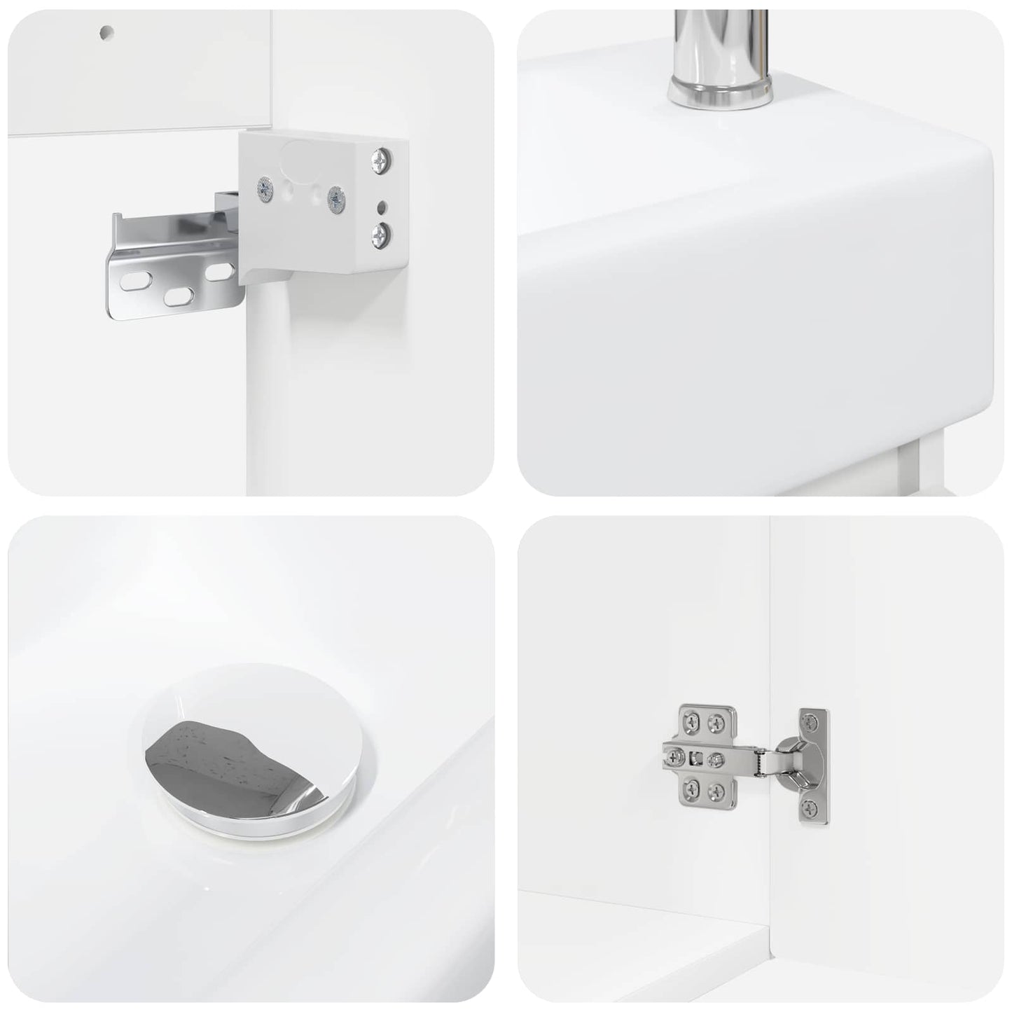 vidaXL Bathroom Vanity Unit with Tap White 45.5 x 22.5 x 84 cm