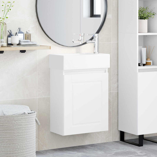 vidaXL Bathroom Vanity Unit with Tap White 45.5 x 22.5 x 84 cm