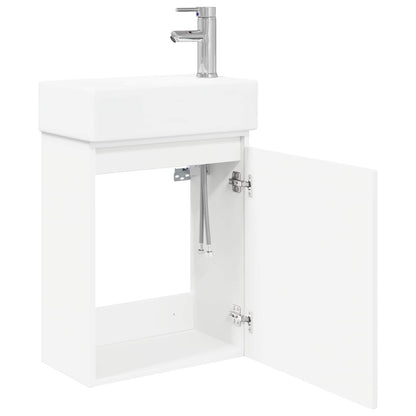 vidaXL Bathroom Vanity Unit with Tap White 45.5 x 22.5 x 84 cm