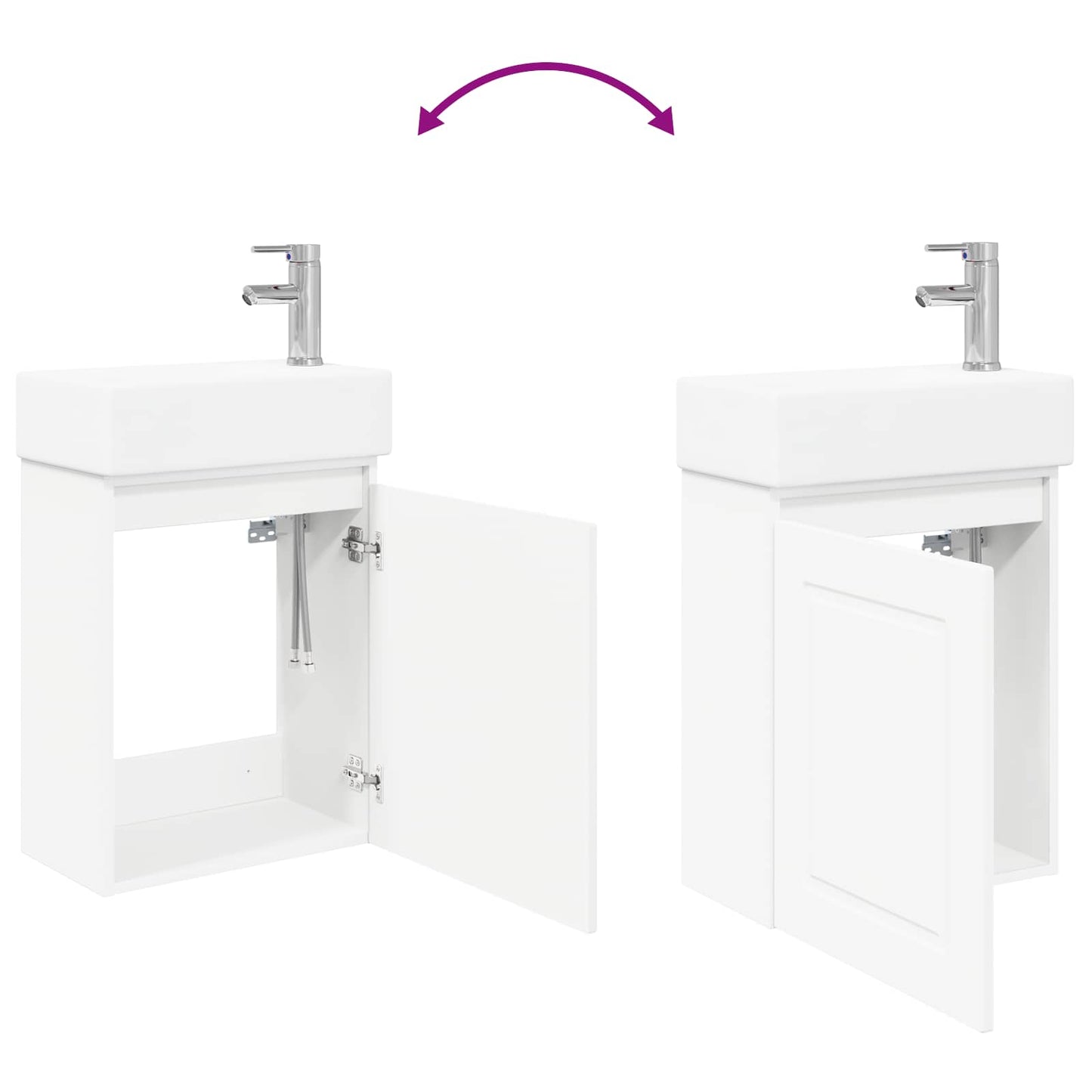 vidaXL Bathroom Vanity Unit with Tap White 45.5 x 22.5 x 84 cm