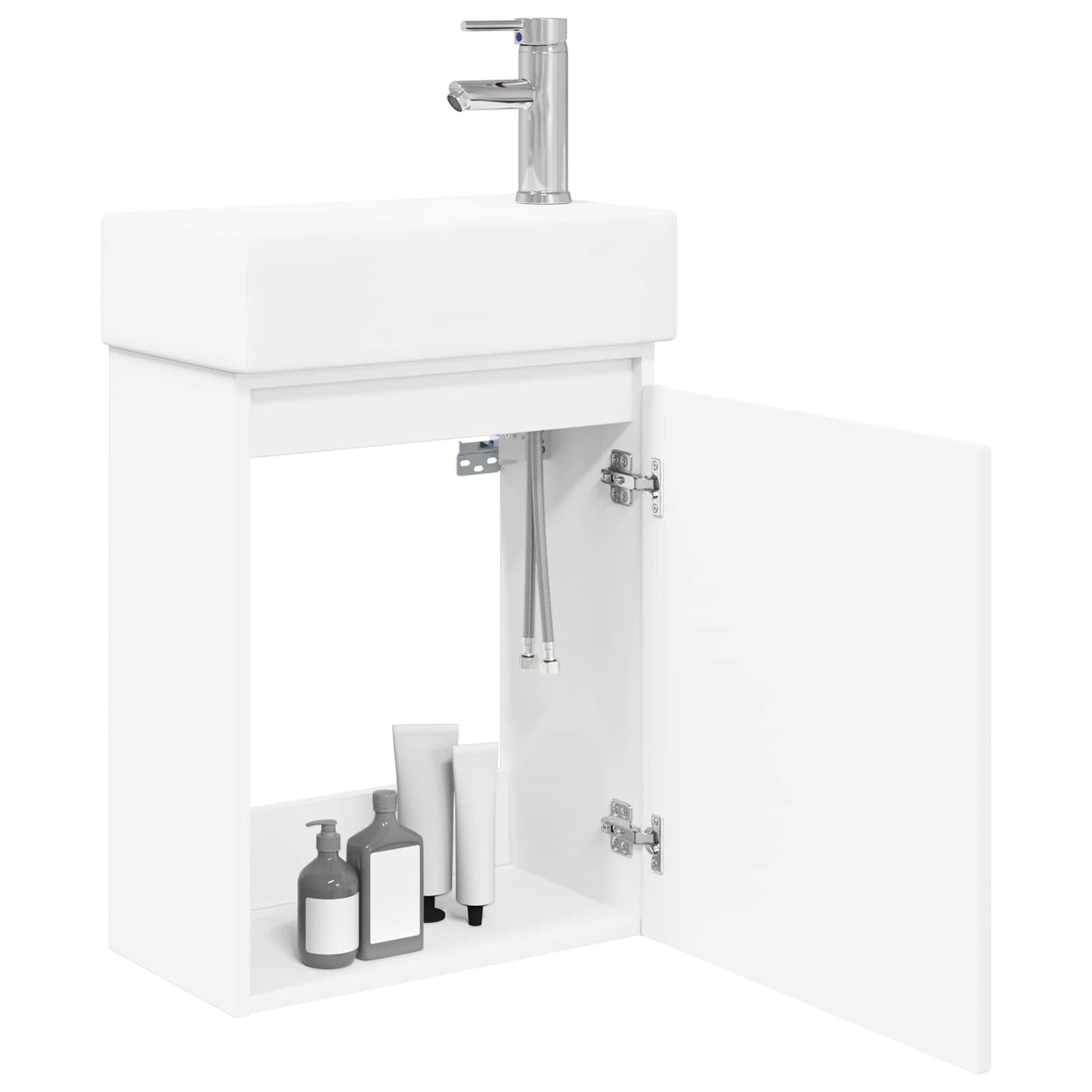 vidaXL Bathroom Vanity Unit with Tap White 45.5 x 22.5 x 84 cm