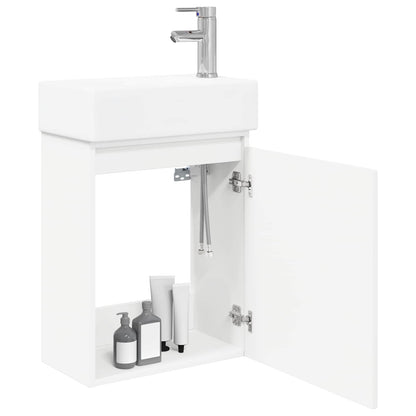 vidaXL Bathroom Vanity Unit with Tap White 45.5 x 22.5 x 84 cm