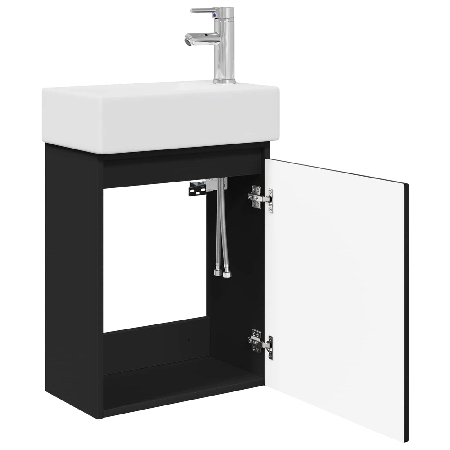 vidaXL Bathroom Vanity Unit with Tap Black 45.5 x 22.5 x 84 cm