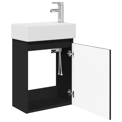 vidaXL Bathroom Vanity Unit with Tap Black 45.5 x 22.5 x 84 cm