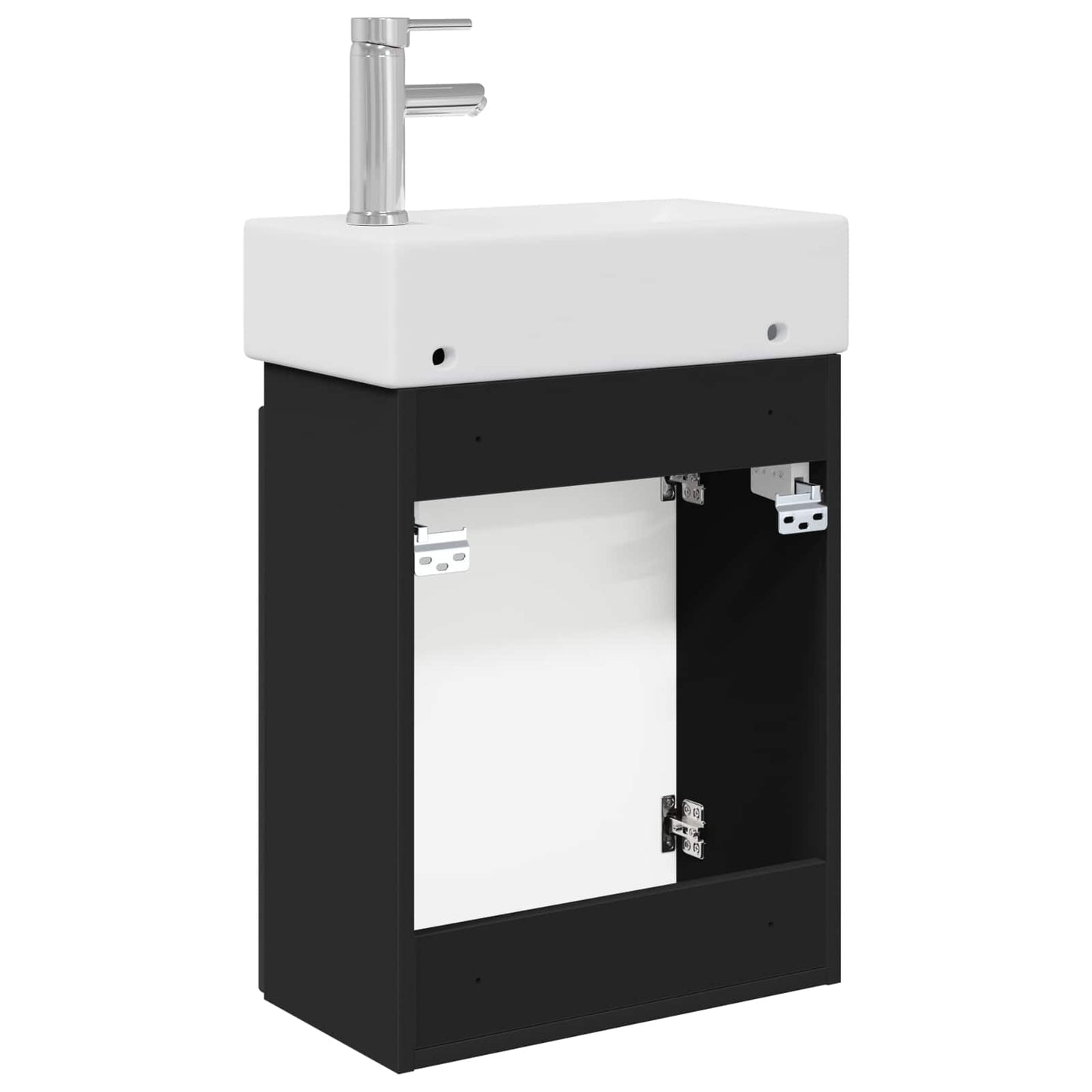 vidaXL Bathroom Vanity Unit with Tap Black 45.5 x 22.5 x 84 cm