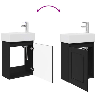 vidaXL Bathroom Vanity Unit with Tap Black 45.5 x 22.5 x 84 cm