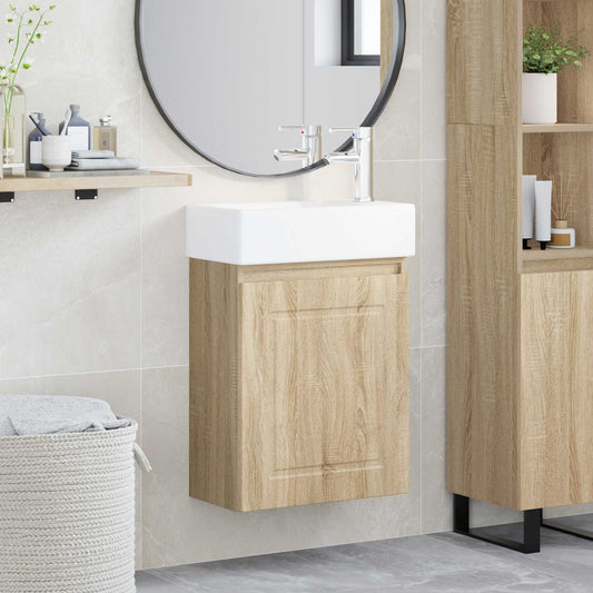 vidaXL Bathroom Vanity Unit with Tap Sonoma Oak 45.5 x 22.5 x 84 cm