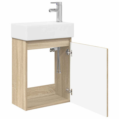 vidaXL Bathroom Vanity Unit with Tap Sonoma Oak 45.5 x 22.5 x 84 cm