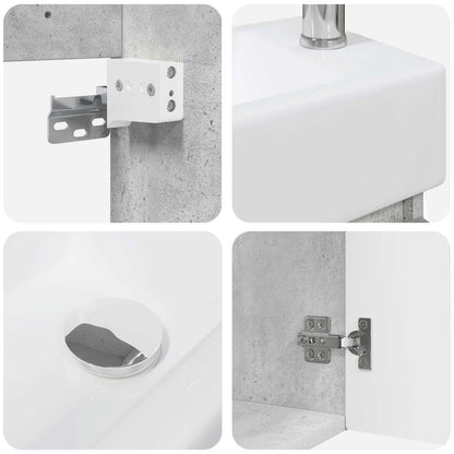 vidaXL Bathroom Vanity Unit with Tap Concrete Grey 45.5 x 22.5 x 84 cm
