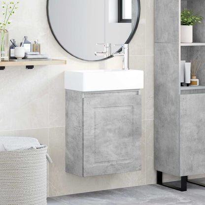 vidaXL Bathroom Vanity Unit with Tap Concrete Grey 45.5 x 22.5 x 84 cm