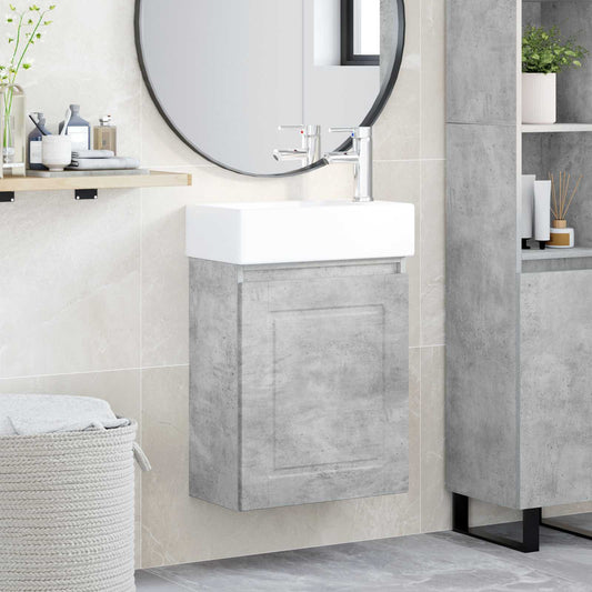 vidaXL Bathroom Vanity Unit with Tap Concrete Grey 45.5 x 22.5 x 84 cm