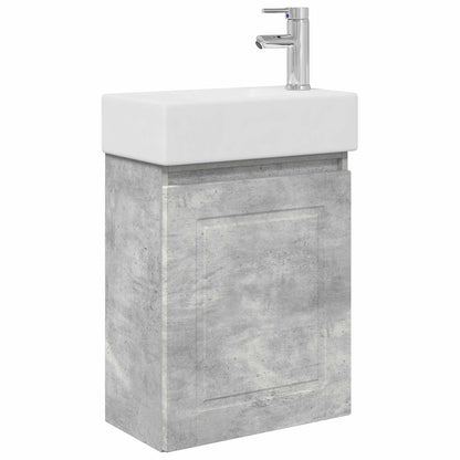 vidaXL Bathroom Vanity Unit with Tap Concrete Grey 45.5 x 22.5 x 84 cm