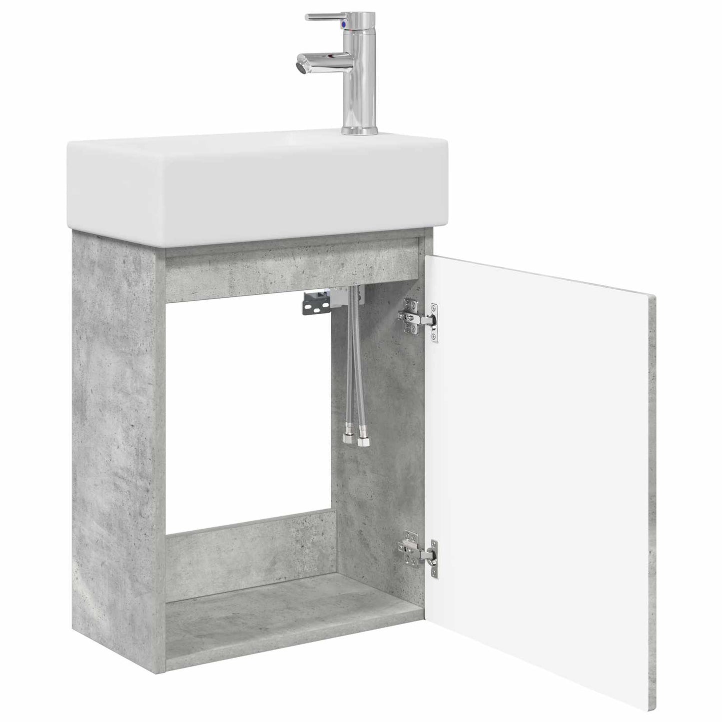 vidaXL Bathroom Vanity Unit with Tap Concrete Grey 45.5 x 22.5 x 84 cm