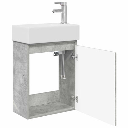 vidaXL Bathroom Vanity Unit with Tap Concrete Grey 45.5 x 22.5 x 84 cm