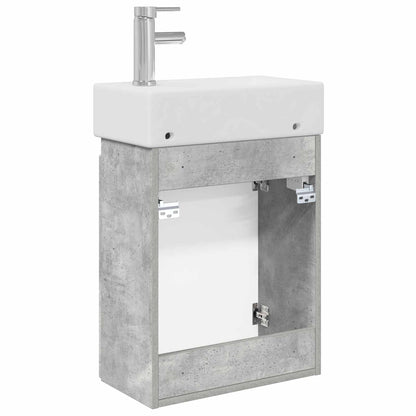 vidaXL Bathroom Vanity Unit with Tap Concrete Grey 45.5 x 22.5 x 84 cm