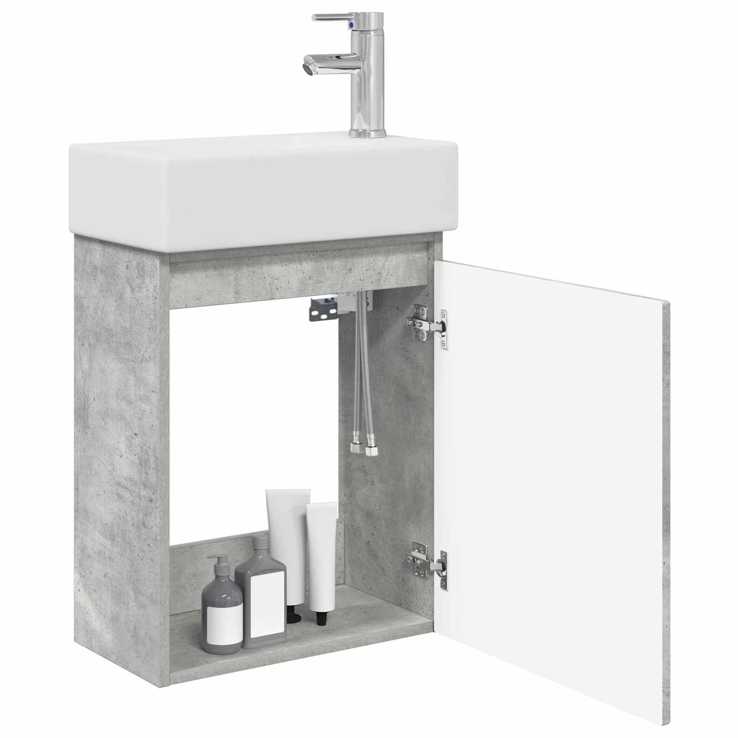 vidaXL Bathroom Vanity Unit with Tap Concrete Grey 45.5 x 22.5 x 84 cm
