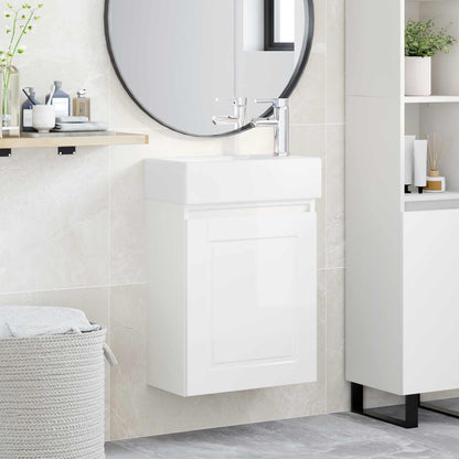 vidaXL Bathroom Vanity Unit with Tap High Gloss White