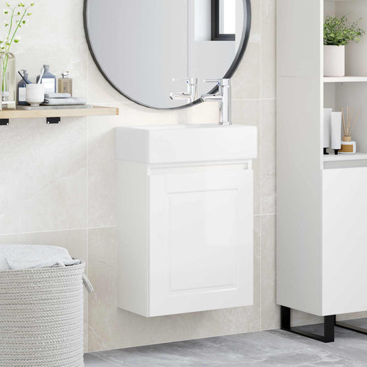 vidaXL Bathroom Vanity Unit with Tap High Gloss White