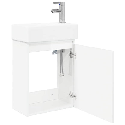 vidaXL Bathroom Vanity Unit with Tap High Gloss White