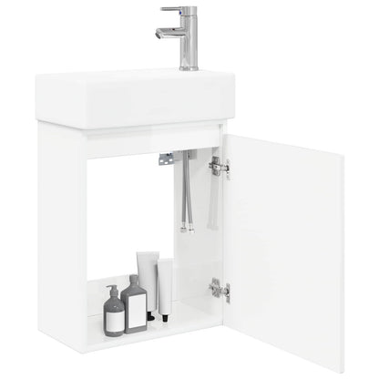 vidaXL Bathroom Vanity Unit with Tap High Gloss White