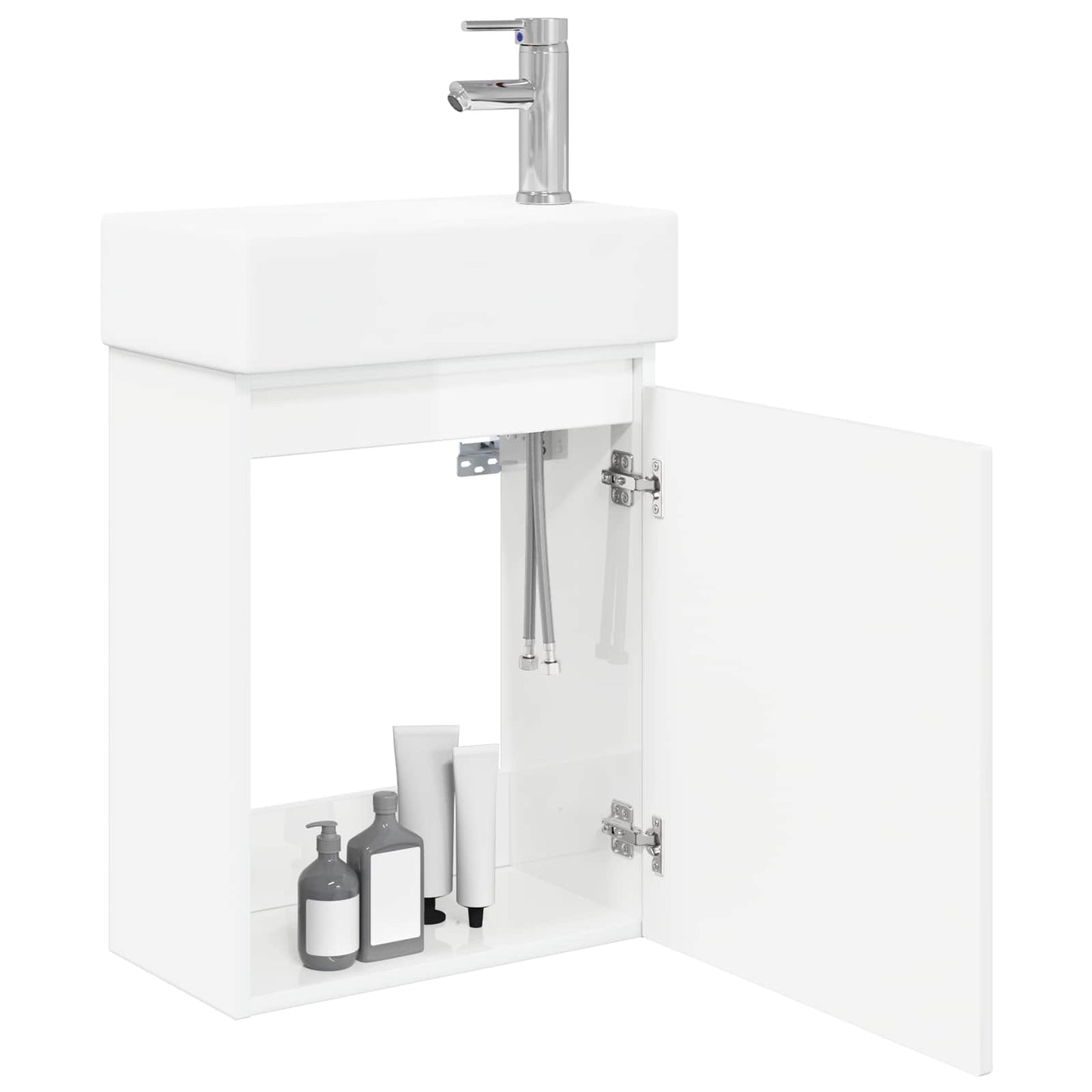 vidaXL Bathroom Vanity Unit with Tap High Gloss White
