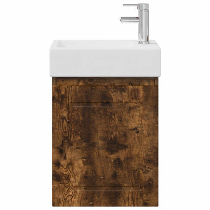 vidaXL Bathroom Vanity Unit with Tap Smoked Oak 45.5 x 22.5 x 84 cm