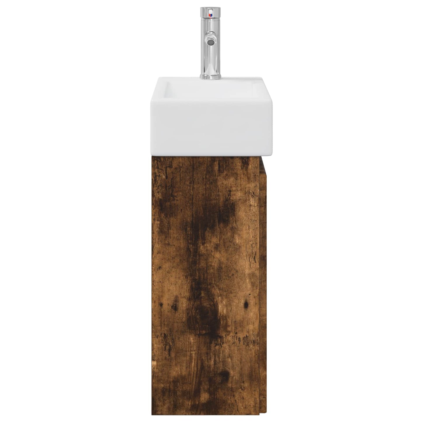 vidaXL Bathroom Vanity Unit with Tap Smoked Oak 45.5 x 22.5 x 84 cm
