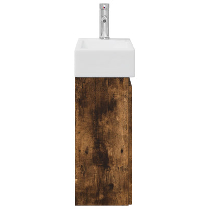 vidaXL Bathroom Vanity Unit with Tap Smoked Oak 45.5 x 22.5 x 84 cm