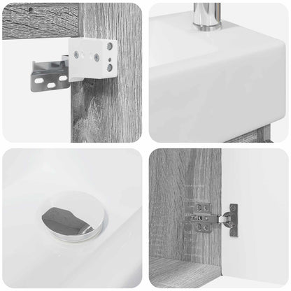 vidaXL Bathroom Vanity Unit with Tap Grey Sonoma 45.5 x 22.5 x 84 cm