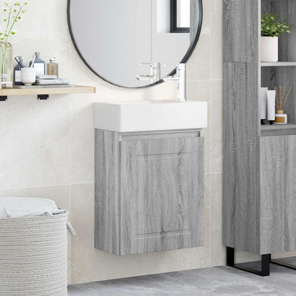 vidaXL Bathroom Vanity Unit with Tap Grey Sonoma 45.5 x 22.5 x 84 cm