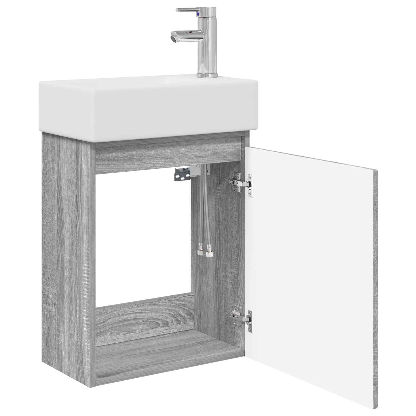 vidaXL Bathroom Vanity Unit with Tap Grey Sonoma 45.5 x 22.5 x 84 cm