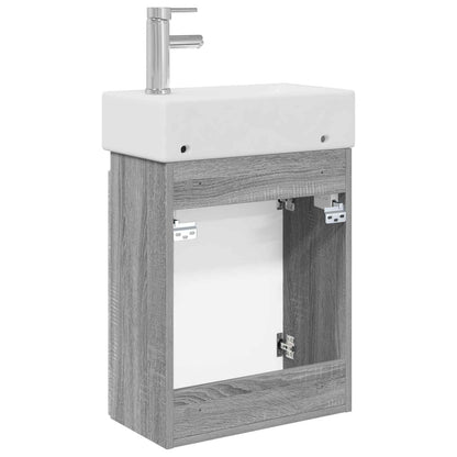 vidaXL Bathroom Vanity Unit with Tap Grey Sonoma 45.5 x 22.5 x 84 cm