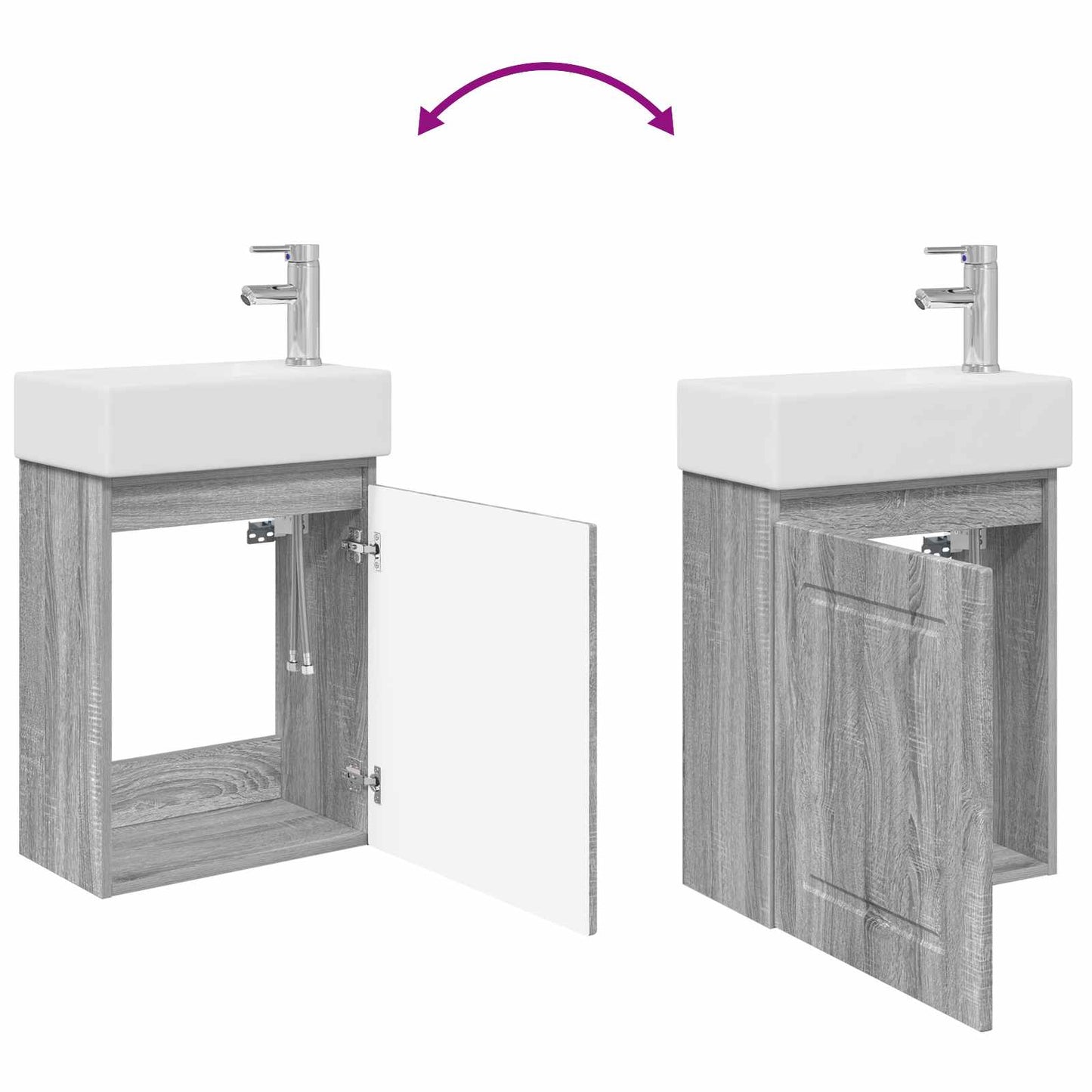 vidaXL Bathroom Vanity Unit with Tap Grey Sonoma 45.5 x 22.5 x 84 cm