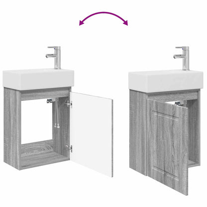 vidaXL Bathroom Vanity Unit with Tap Grey Sonoma 45.5 x 22.5 x 84 cm