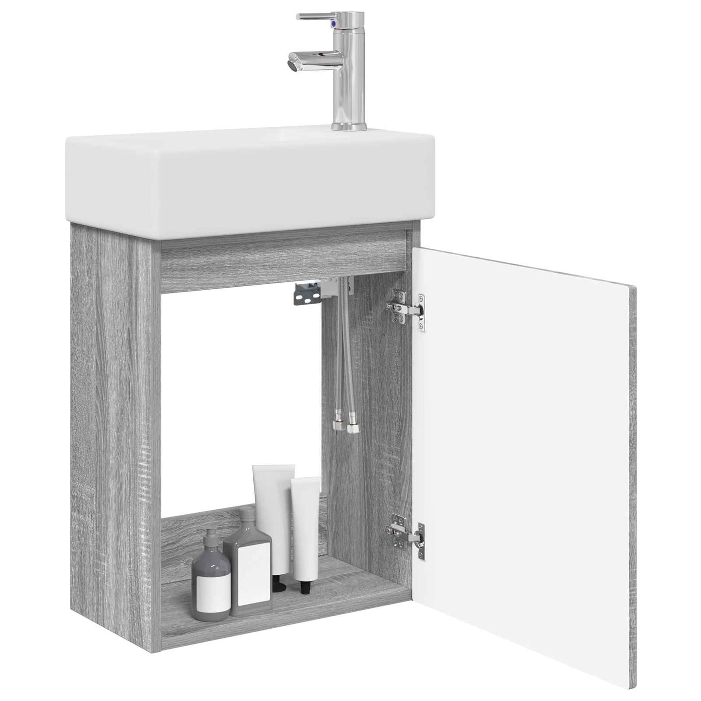 vidaXL Bathroom Vanity Unit with Tap Grey Sonoma 45.5 x 22.5 x 84 cm